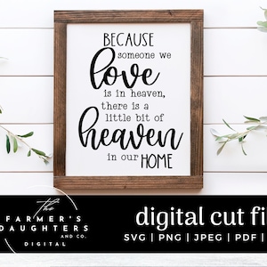 Because Someone We Love is in Heaven, there is a little bit of Heaven in our Home SVG |Home Decor SVG for Cricut | Silhouette| Sympathy pdf