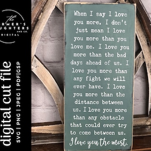 Quando eu digo que te amo mais Svg, Farmhouse Svg, Farmhouse Sign Svg, Eu te amo mais, Love Svg, Arquivo Svg para Cricut, Silhouette, Ikonart
