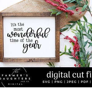 It&#39;s The Most Wonderful Time of the Year SVG, Christmas Sign svg, Christmas svg,  Cricut Cut File, Silhouette Cut File