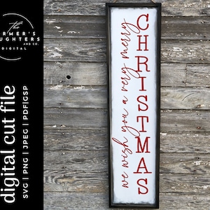 Le deseamos una Feliz Navidad SVG - Caminando en un País de las Maravillas de Invierno SVG, Signo de Navidad svg, Decoración navideña Archivo de corte, Porche de Navidad más delgado