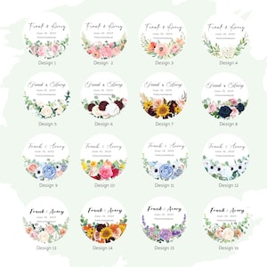 Summer and Fall Floral Wedding Stickers, Wedding Favor Sticker, Favor Stickers, Custom wedding stickers, Floral favor stickers