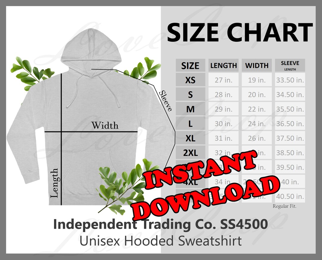 SS4500 Size Chart Independent Trading Company SS4500 Sizes - Etsy
