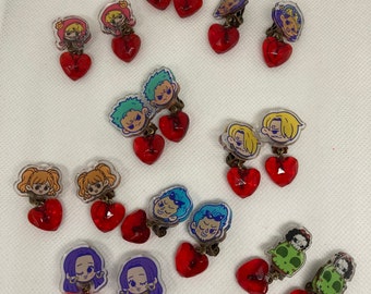 Pirate anime heart earrings *clip - ons*