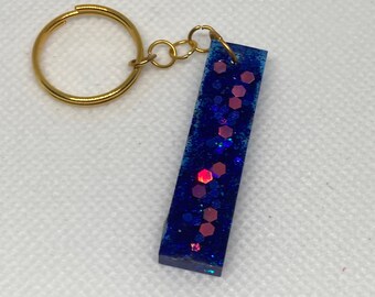 Blue sparkle keychain