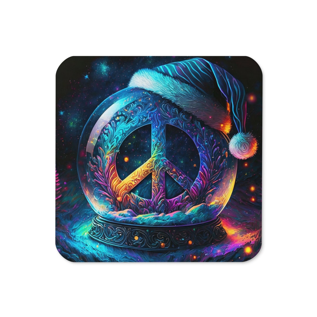 Holiday Peace Snow Globe Night Time Cork-back Coaster - Etsy
