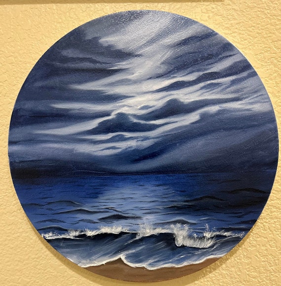 【P30号】good blue(call) 油絵 oil painting original_oil_wave_painting_120