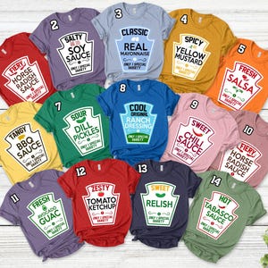 Halloween Group Condiments Shirts, Matching Condiment Halloween Costume Party Shirt, 2024 Halloween Family Costume Tshirt UHAOD10