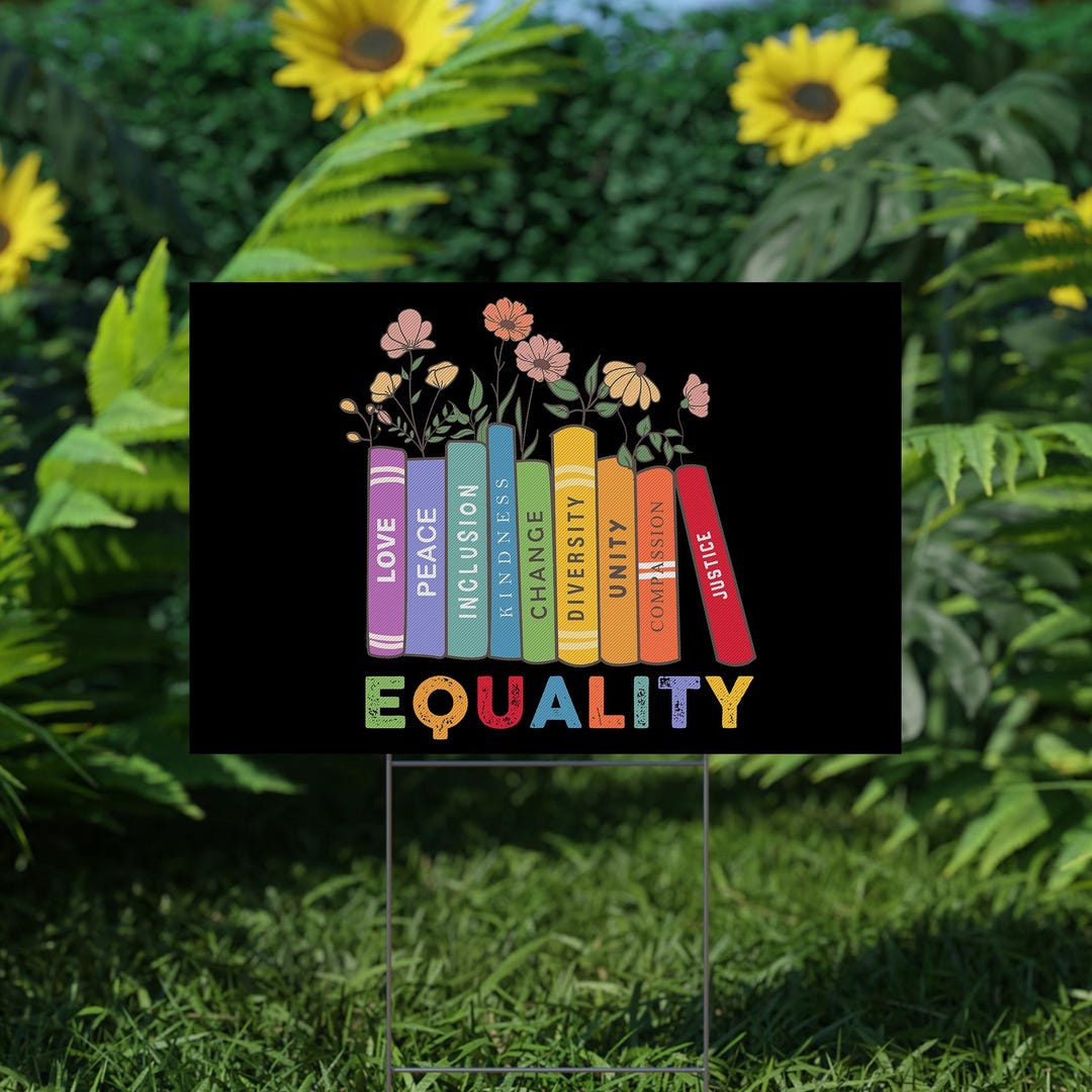 Equal Rights Book Flower Yard Sign With H Stake, Social Justice ...