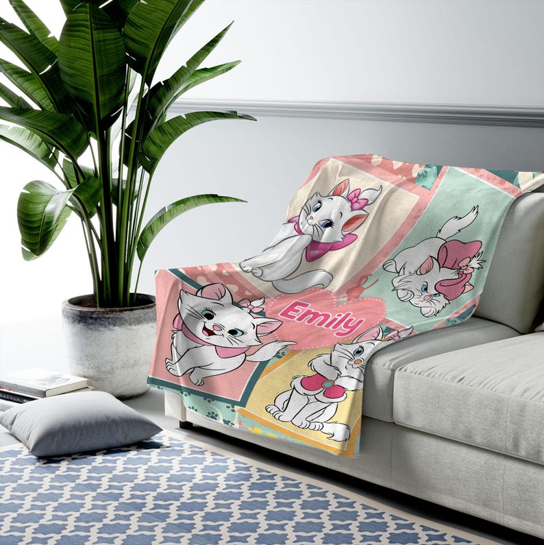 Personalized Disney the Aristocats Marie Blanket/custom Name Cat Lovers
