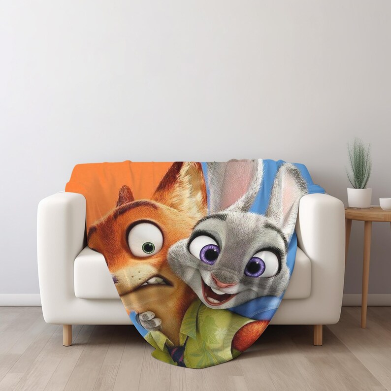 Zootopia Blanket, Personalized Custom Name Blanket, Flannel Ultrasoft