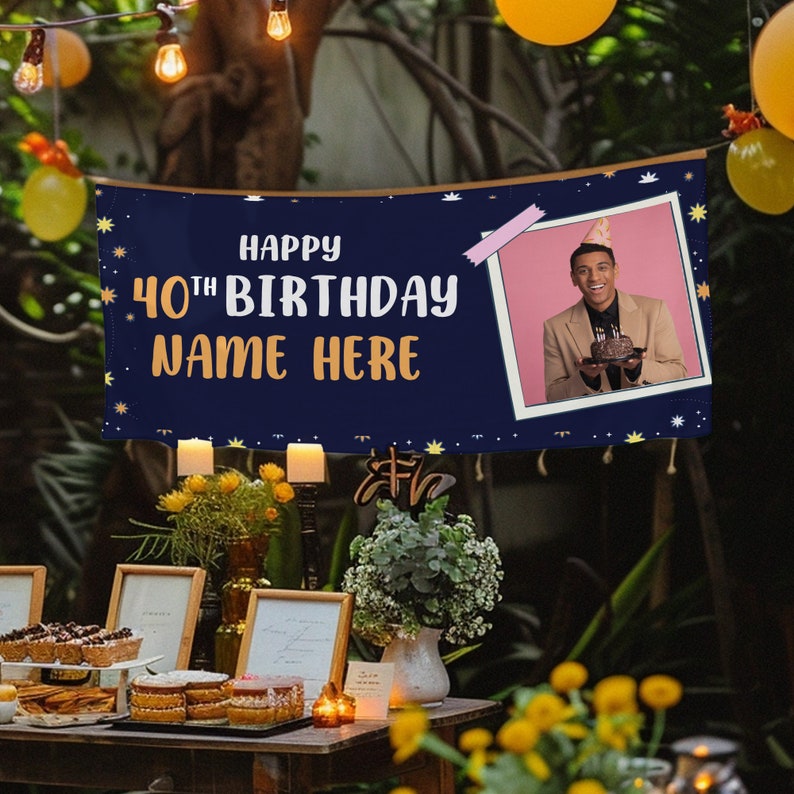 Personalized Birthday Banner, Personalized Happy Birthday Banner, 40th