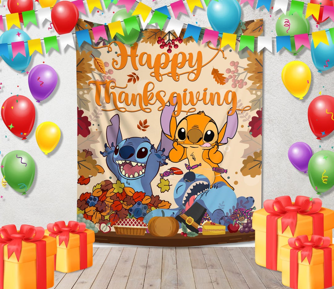 Personalized Lilo and Stitch Happy Thanksgiving Banner, Disney Stitch