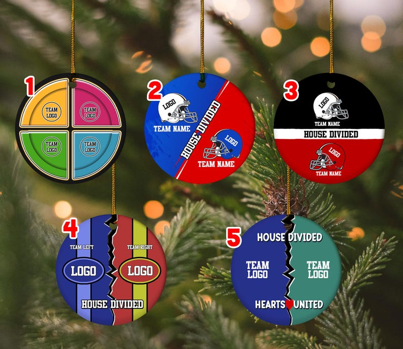 Personalized House Divided Ceramic Ornament, Football Team Christmas