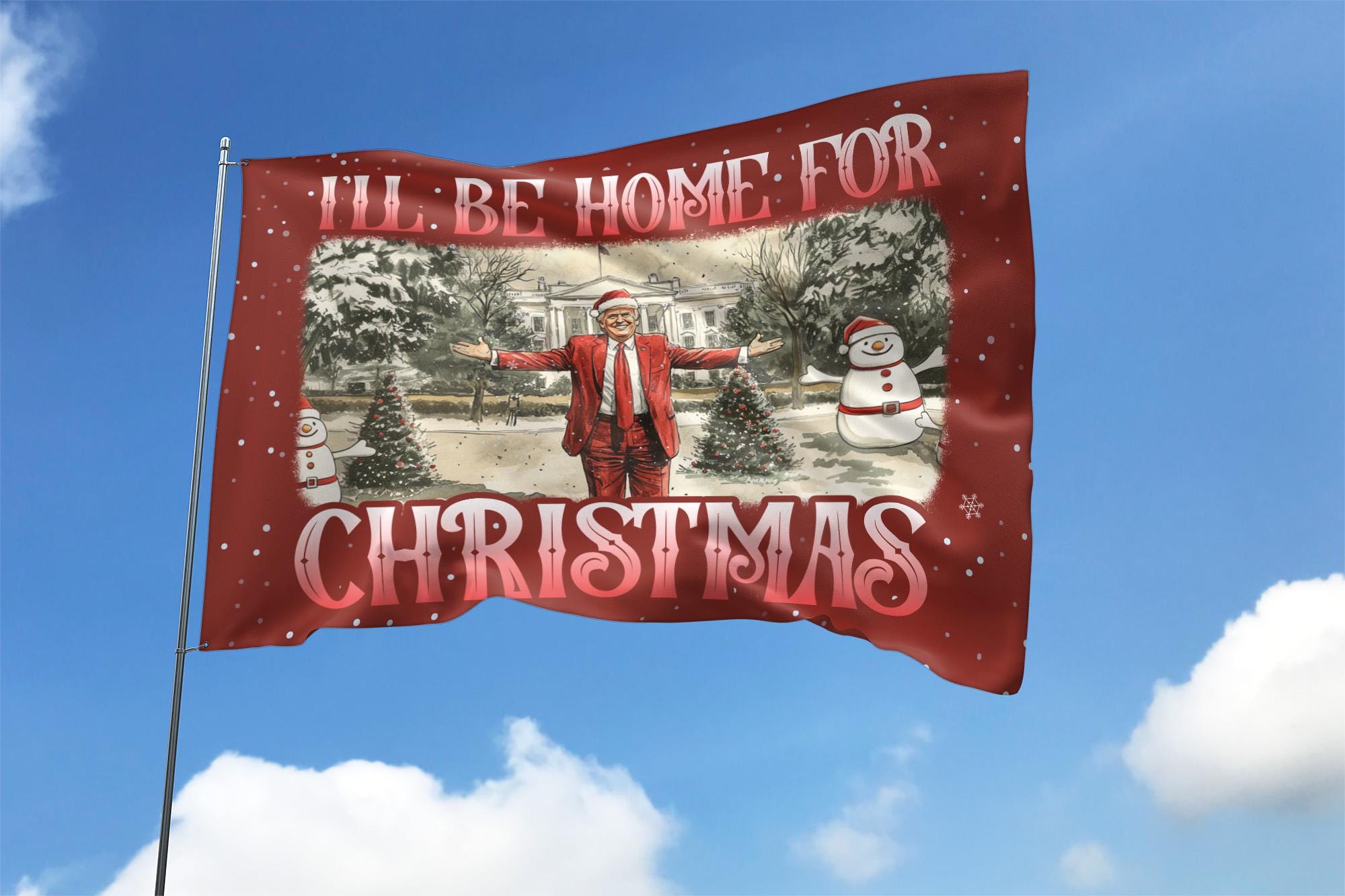 Discover I'll Be Home for Christmas House Flag, Christmas Donald Trump House Flag