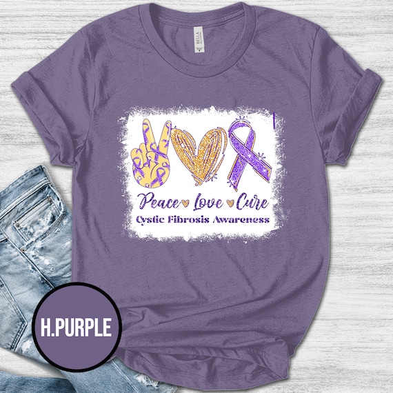 Cystic Fibrosis Awareness Purple Ribbon Support T-Shirt Cystic Fibrosis Awareness Purple Ribbon Support T-Shirt