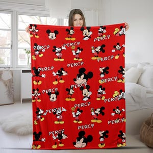 Disney Minnie Mouse Custom Name Blanket, Fleece Minky Sherpa Throws, Cartoon Style Gift for Boys and Girls, Christmas Gift UM5P05