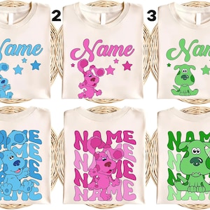 Personalized Blue Clues Characters Shirt, Blue Dog Lovers Birthday Girl, Baby Shower Gift Birthday Boy Shirt, Blue Clues Family Shirt UNXW14