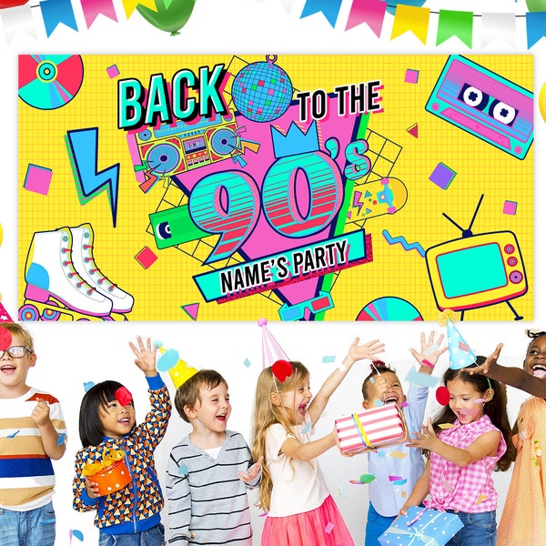 Back To The 90's Backdrop, 90s Theme Party Decoration, Retro Birthday Sign, Nostalgic Disco, Millennial Gen Z Hip Hop Banner, E2IG19