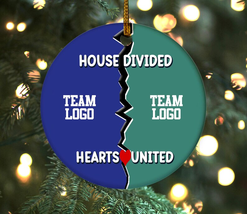Personalized House Divided Ceramic Ornament, Football Team Christmas