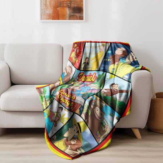 Personalized Curious George Blanket Curious George Blanket Custom Name Blanket Birthday Gifts Moneky George Blanket Money Lover OGTB25 Etsy