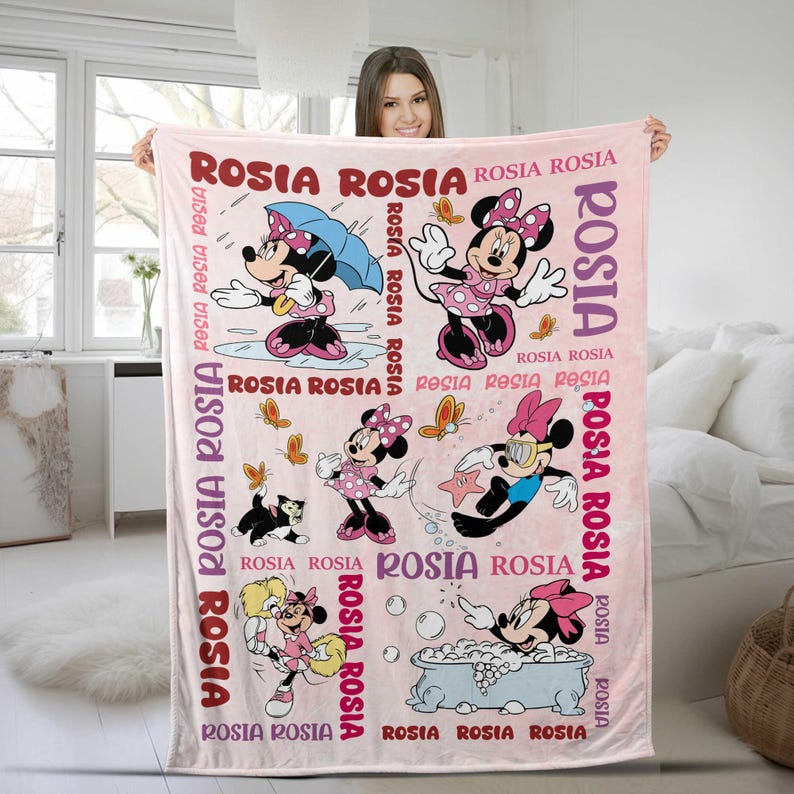 Personalized Minnie Mouse Blanket/minnie Mouse Fleece Blanket/mickey