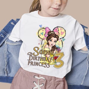 Princess Belle Birthday Shirt, Disney Custom Birthday Girl shirt, Beauty And Beast Birthday Shirts, Princess Belle Family Bday Party UNX503