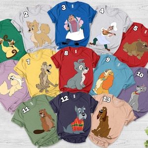 Personalized Lady And The Tramp Characters Matching Shirt, Animated Dog Family Halloween Costume Shirt, Dog Couple Tee UM5202