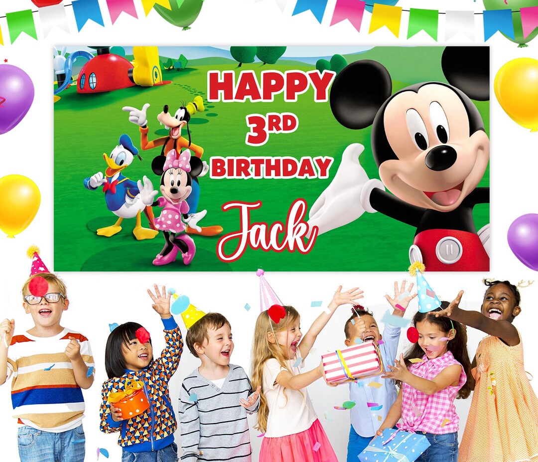 Funhouse Backdrop Mickey Birthday, Mickey's Funhouse Birthday Banner, Custom Mickey Mouse ...