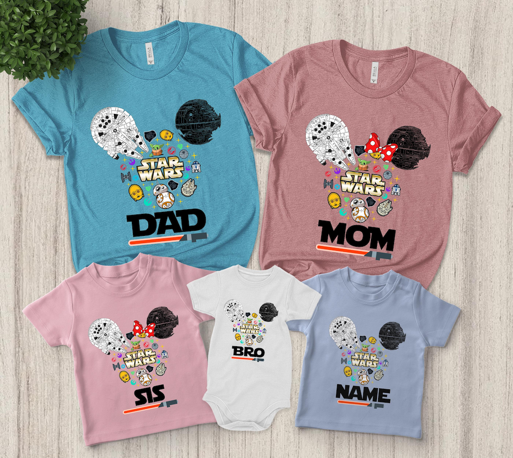 Peckshirt Custom Custom Star Wars Family Shirts, Star Wars Birthday, Disney Maching Shirt, Disney Birthday Trip, Star Wars Couple Tee S-10052313