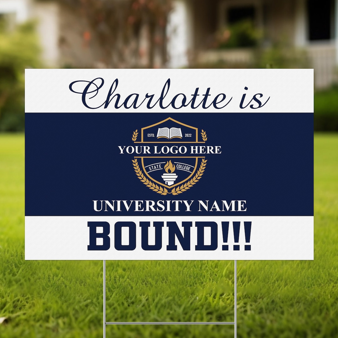 Personalized College Bound Yard Sign, College Logo Sign, Custom