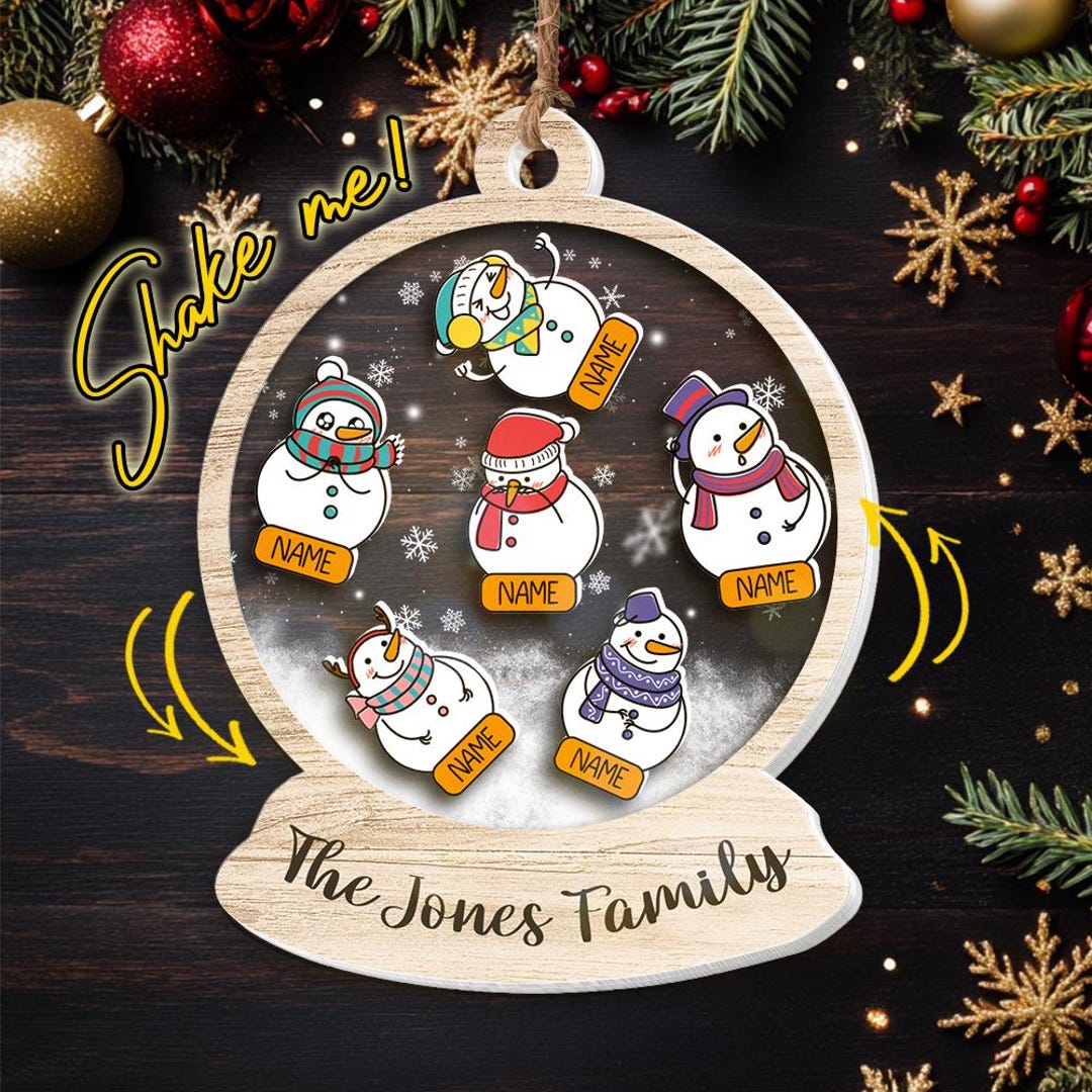 Personalized Snowman Family Christmas Ornament, Custom Family Ornament ...