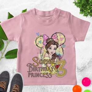 Princess Belle Birthday Shirt, Disney Custom Birthday Girl shirt, Beauty And Beast Birthday Shirts, Princess Belle Family Bday Party UNX503