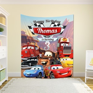 Disney Cars Birthday Banner, Cars Birthday Backdrop Decoration, Cars Birthday Party, Cars Party Decoration, Cars Birthday Gift SLTN11