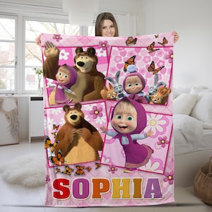 Masha and the bear fleece blanket sale