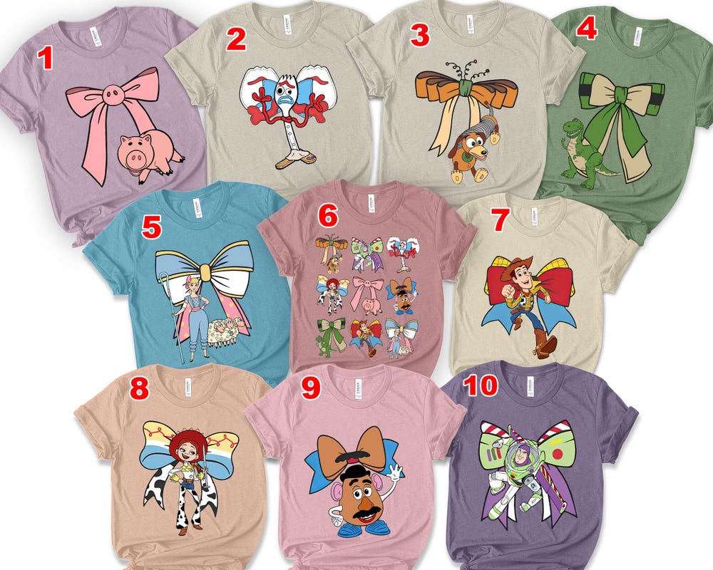Bows Toy Story Characters Shirt, Disney Woody Buzz Jessie Bo Peep Tee, Toy Story Land Matching, Disneyland Family Trip Gifts Sltm04