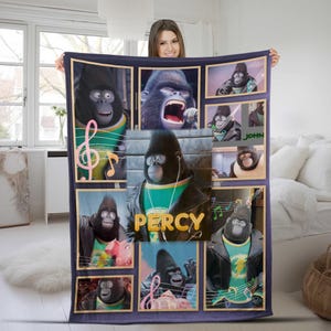 Personalize Sing Pig Gorilla Johnny Blanket, Sing 2 Movie Cartoon, Birthday Gift Baby Name Blanket, Sing Characters Blanket UM5R11