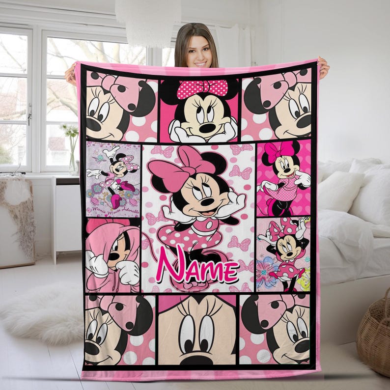 Minnie Mouse Blanket Personalized Custom Name Blanket for Magic Kingdom Adventures