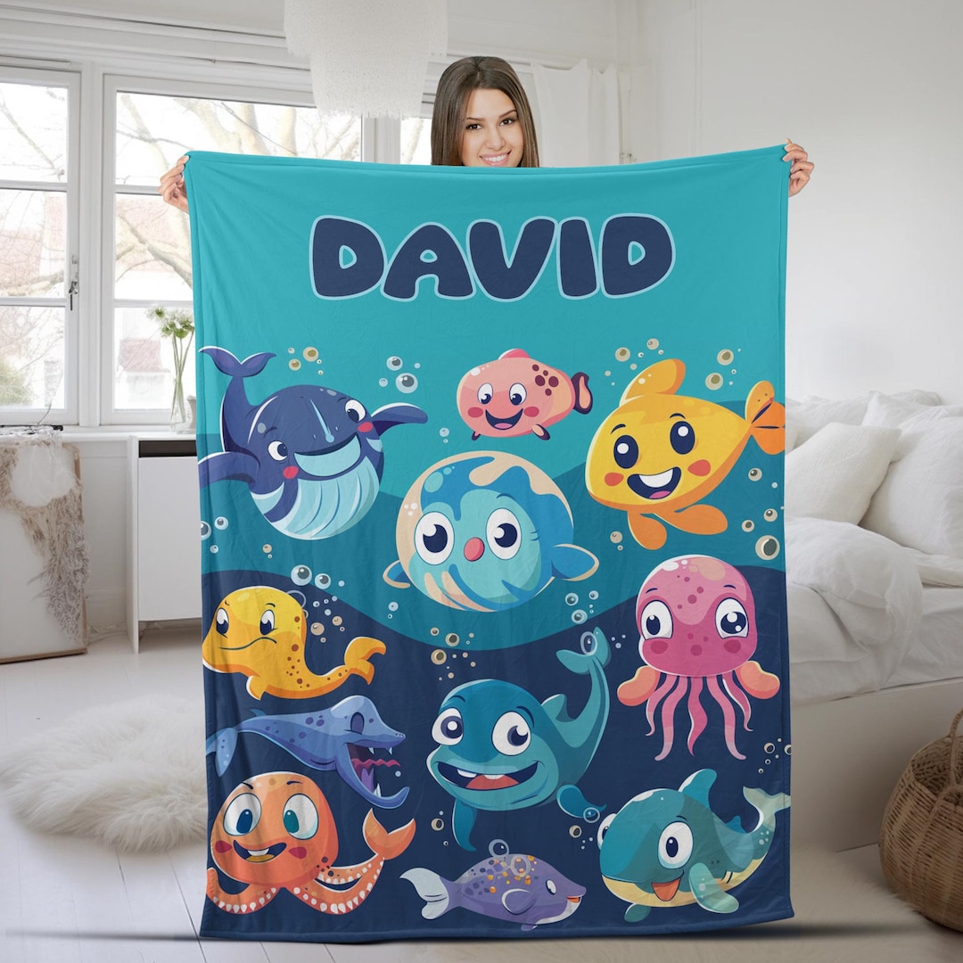 Under the Sea Blanket, Ocean Animals Baby Blanket Gift, Plush Sherpa ...