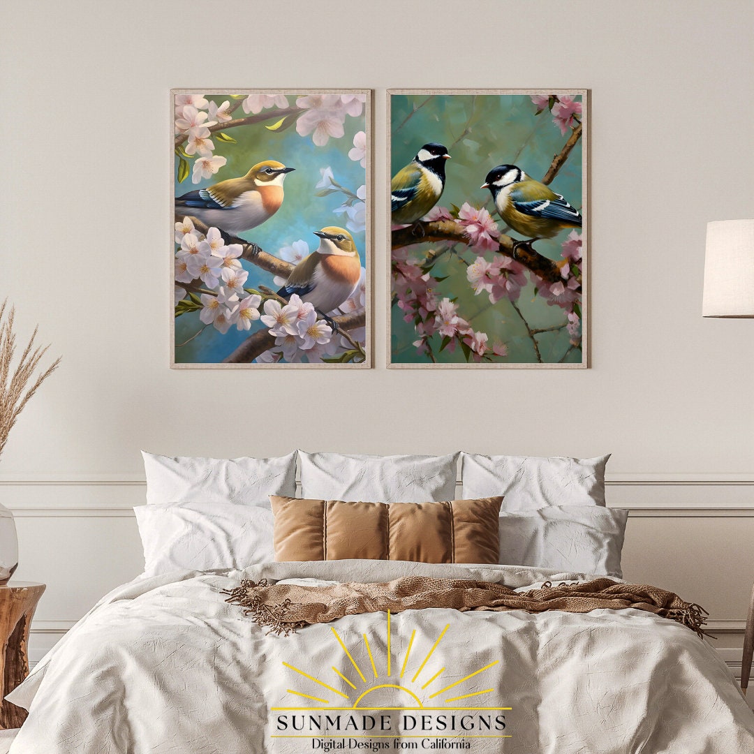Cherry Blossoms Digital Art Prints Set of Two Prints Nature Printable ...
