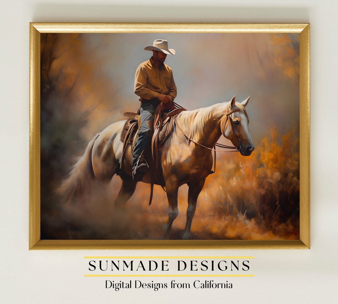 Cowboy Digital Art Print Vintage Inspired Printable Art Boho Wall Art ...