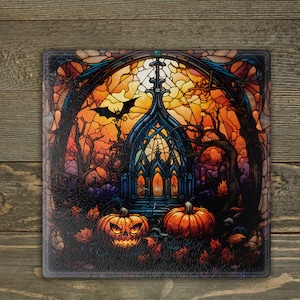Glasmalerei-Halloween-Fledermaus-Schneidebrett Sublimation (Digitaler Download)