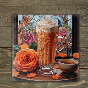 Glasmalerei Kürbis Latte Schneidebrett Sublimation (digitaler Download)