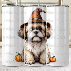 Embalagem para copo de Halloween Shih Tzu: Cachorro Bruxo PNG (Download Digital)