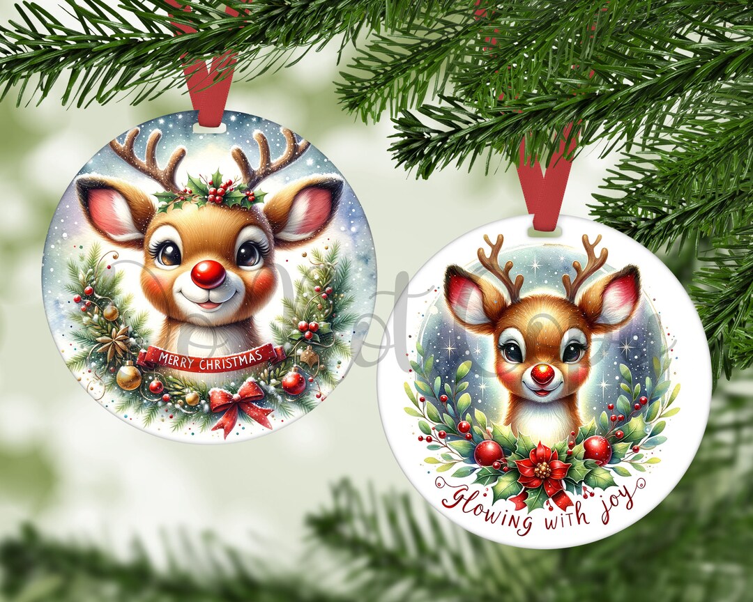 Rudolph Red Nosed Reindeer Merry Christmas 2023 Ornament Sublimation ...