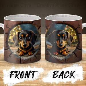 Dachshund Puppy 3D Mug Wrap | Instant Digital Download for 11 & 15 oz Mugs | Christmas Tumbler PNG | Adorable Dog Gift, Cute Mug Wrap