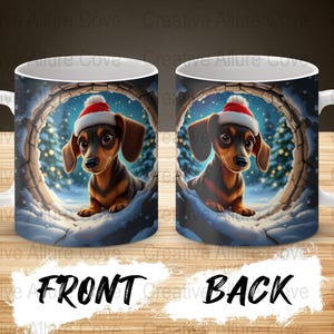 Dachshund Puppy 3D Mug Wrap Design | Digital Download for 11 & 15 oz Mugs | Dog Coffee Wrap | Christmas Gift Idea | Cute Dachshund Mug