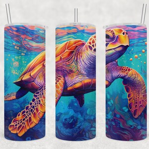 Marine Life 20 oz Skinny Tumbler Wrap with Sea Turtle Design, DIGITAL DOWNLOAD, Adults, Beach Lover, Animal Lover, Ocean Conservationist