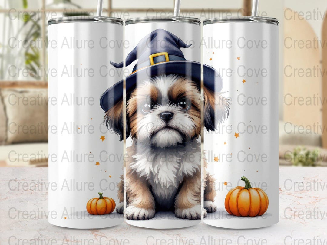 Shih Tzu Puppy Witch - Halloween Tumbler Wrap PNG (digital Download) - Etsy