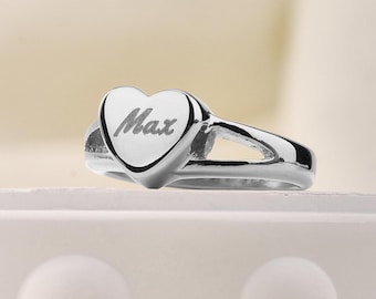 Engraved Heart Urn Ring: Stainless Steel Ash Memorial Ring