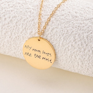Collar personalizado con dije de escritura a mano, collar conmemorativo con escritura a mano personalizada, joyería grabada, regalo para hermana